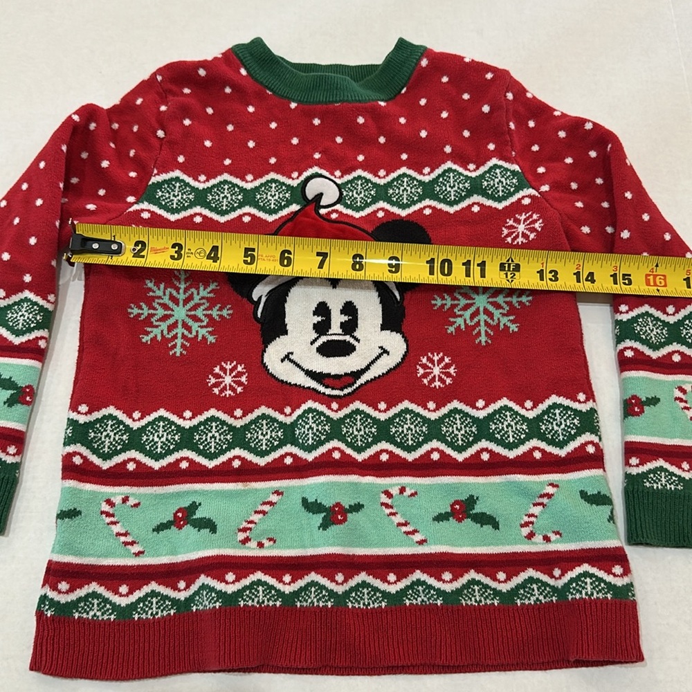 Disney Kids Red and Green Family Holiday Sweater Size 5 - Picture 6 of 10